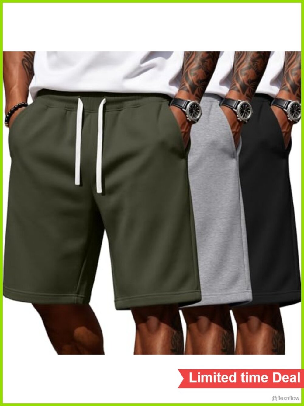 Men's Big & Tall 9'' Sweat Shorts 3 Pack Drawstring Gym Athletic